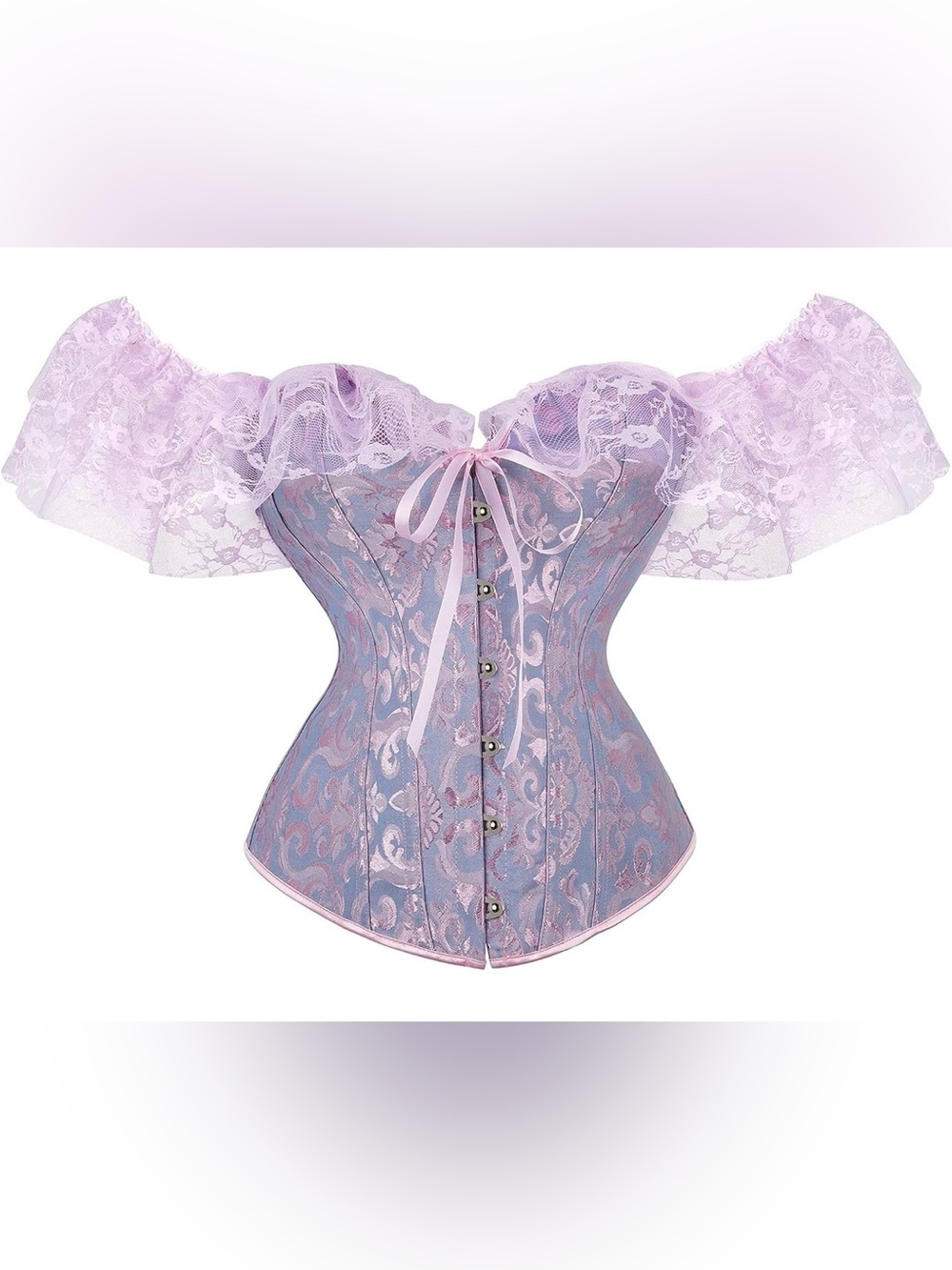 Lavender Off-Shoulder Lace Corset Top